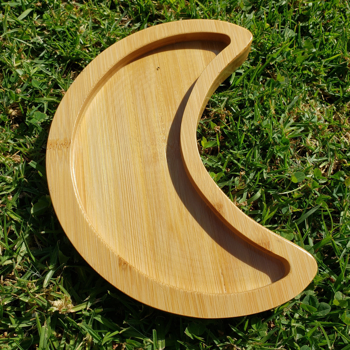 High Quality Wood Moon Tray - Bamboo Tray For Crystals, Jewelry, Candles, Makeup, Keys - Stone Display Wooden Tray Gemstone Organizer 8.5"
