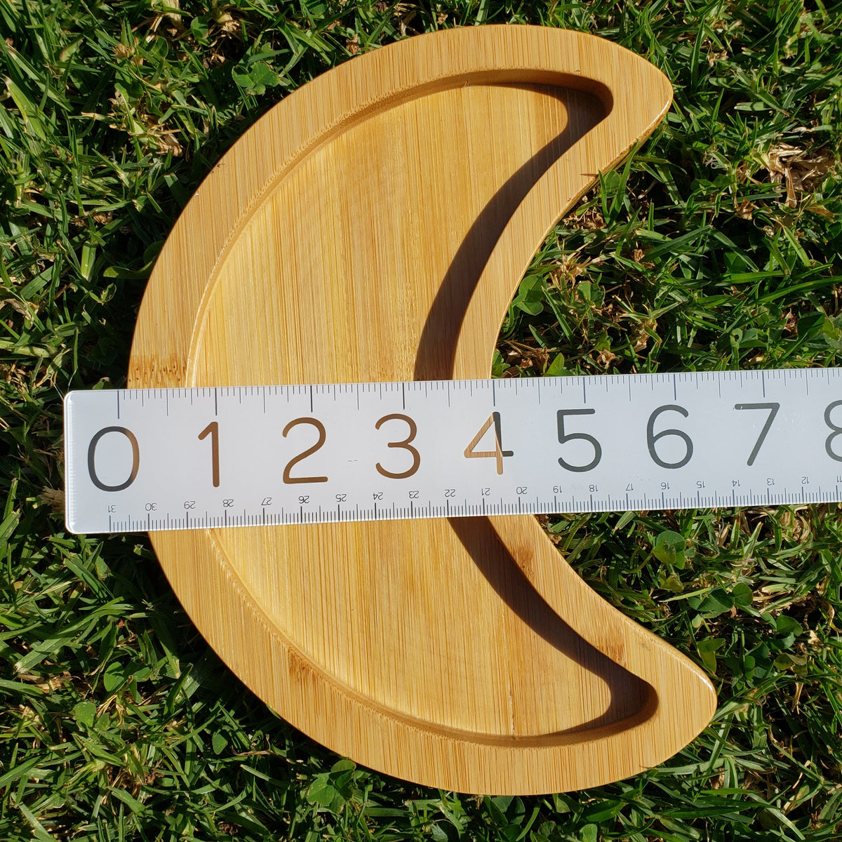 High Quality Wood Moon Tray - Bamboo Tray For Crystals, Jewelry, Candles, Makeup, Keys - Stone Display Wooden Tray Gemstone Organizer 8.5"