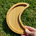 High Quality Wood Moon Tray - Bamboo Tray For Crystals, Jewelry, Candles, Makeup, Keys - Stone Display Wooden Tray Gemstone Organizer 8.5"