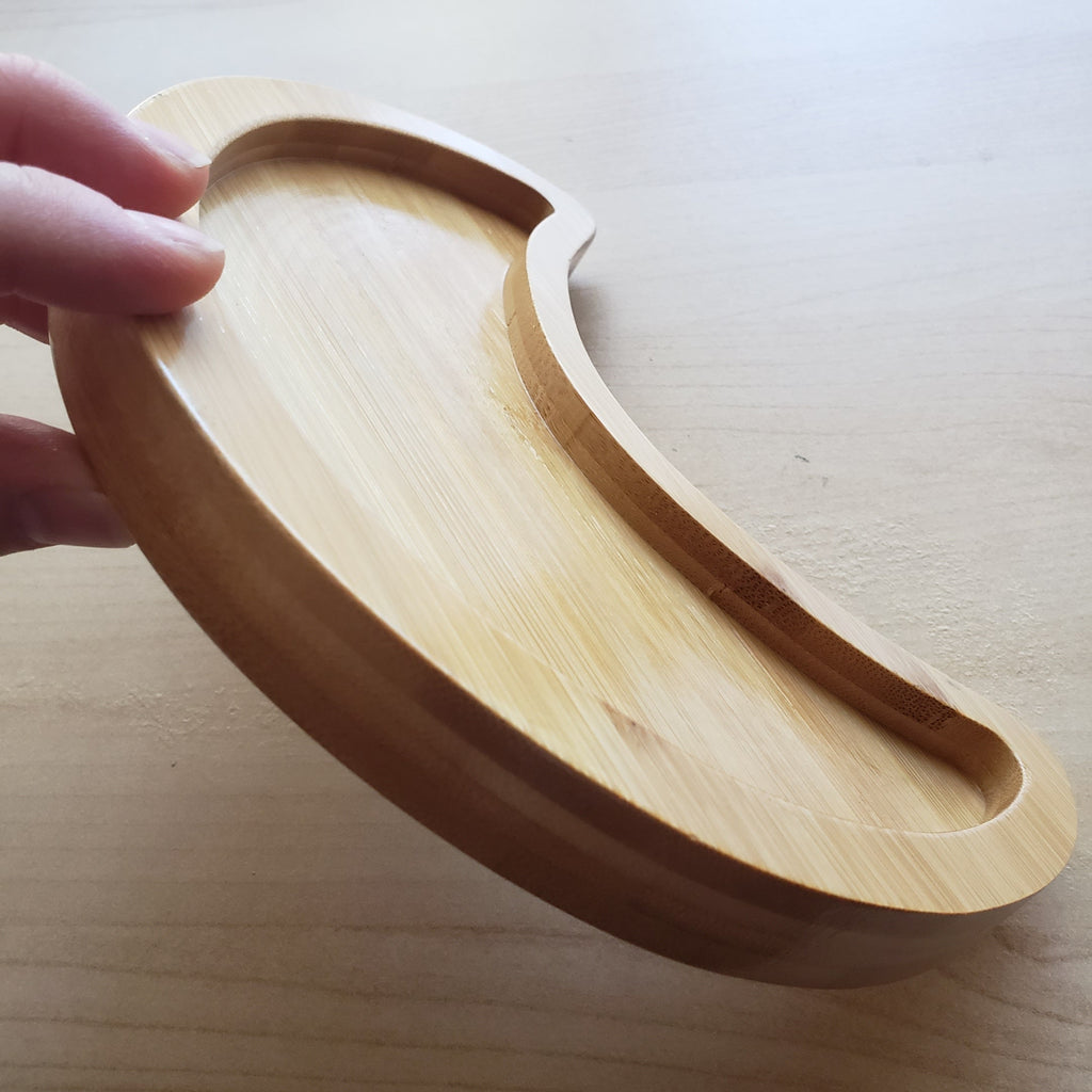 High Quality Wood Moon Tray - Bamboo Tray For Crystals, Jewelry, Candles, Makeup, Keys - Stone Display Wooden Tray Gemstone Organizer 8.5"