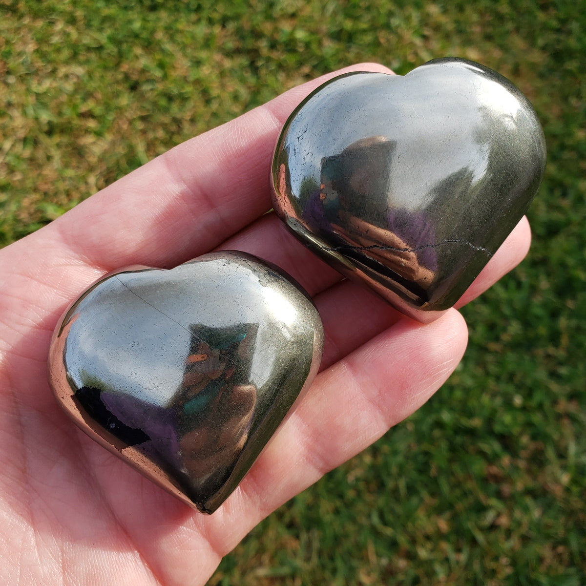 Puffy Pyrite Heart - Manifestation, Protection, Grounding, Abundance - Gold Heart Crystal Healing Gemstone
