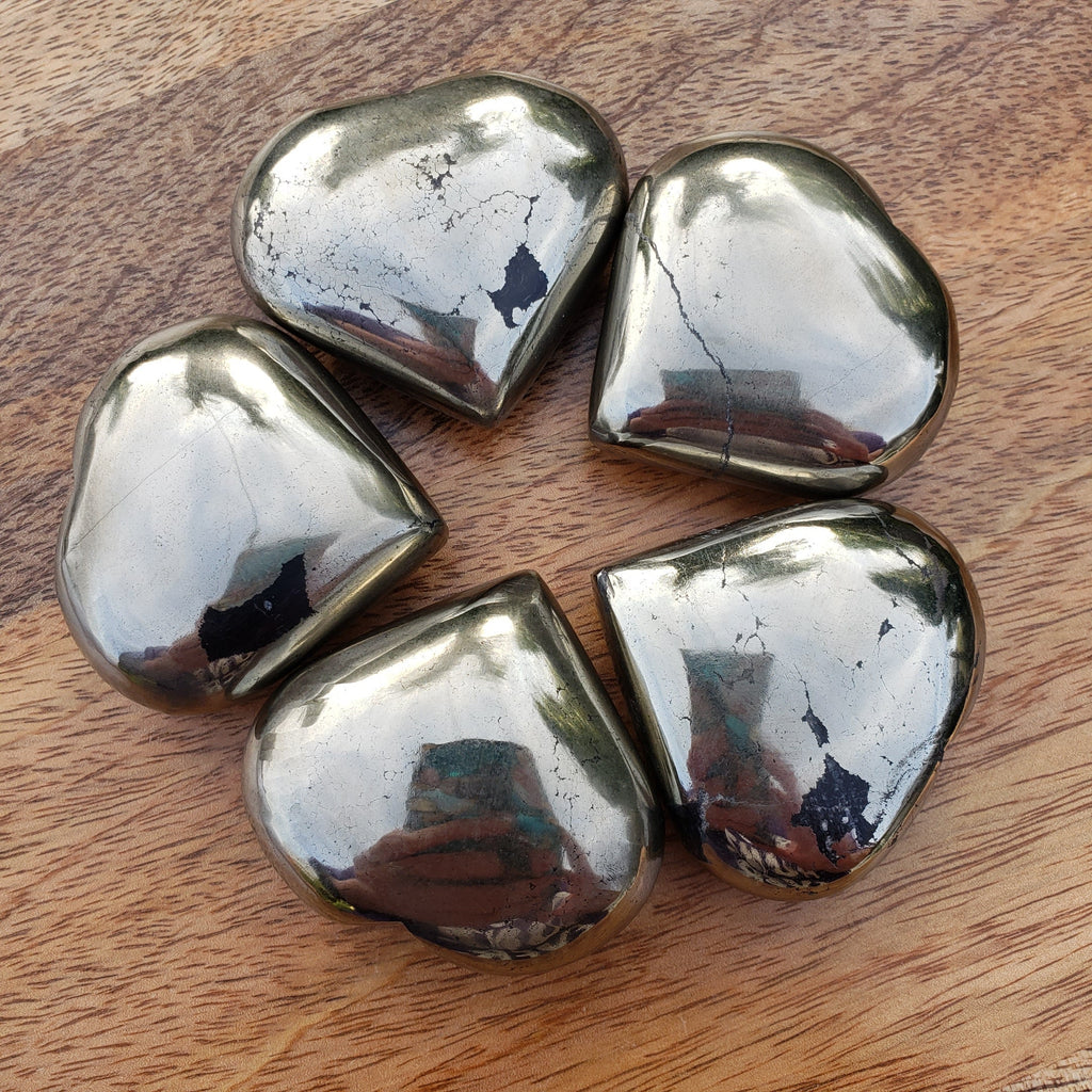 Puffy Pyrite Heart - Manifestation, Protection, Grounding, Abundance - Gold Heart Crystal Healing Gemstone