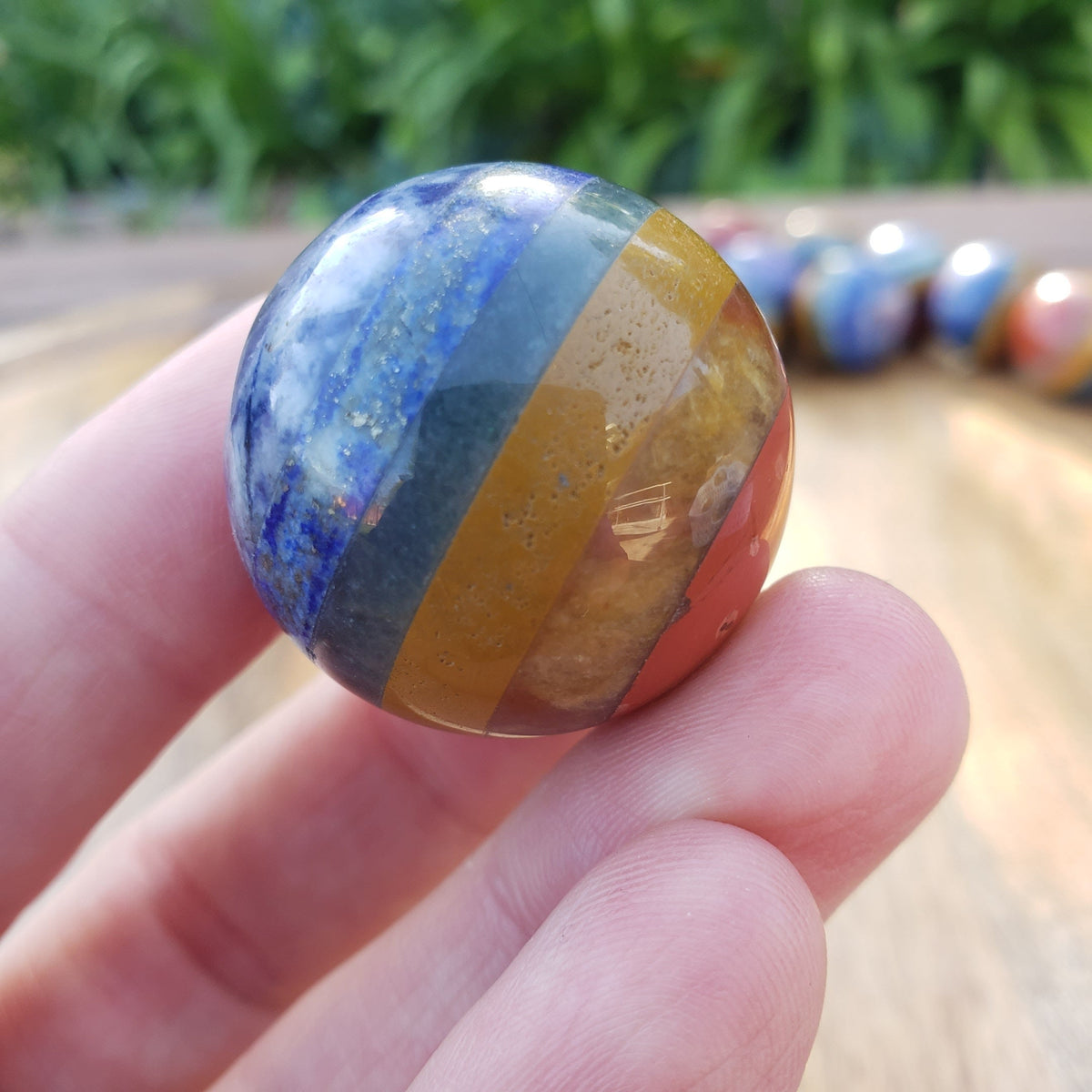 Small Chakra Sphere - Grounding, Manifestation, Self Reflection, Prosperity, Wisdom, Strength, Awareness - Chakra Crystal Ball Gemstone