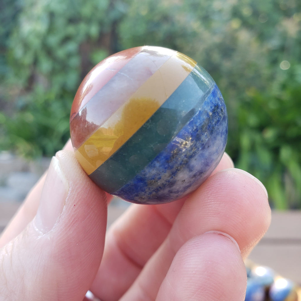 Small Chakra Sphere - Grounding, Manifestation, Self Reflection, Prosperity, Wisdom, Strength, Awareness - Chakra Crystal Ball Gemstone