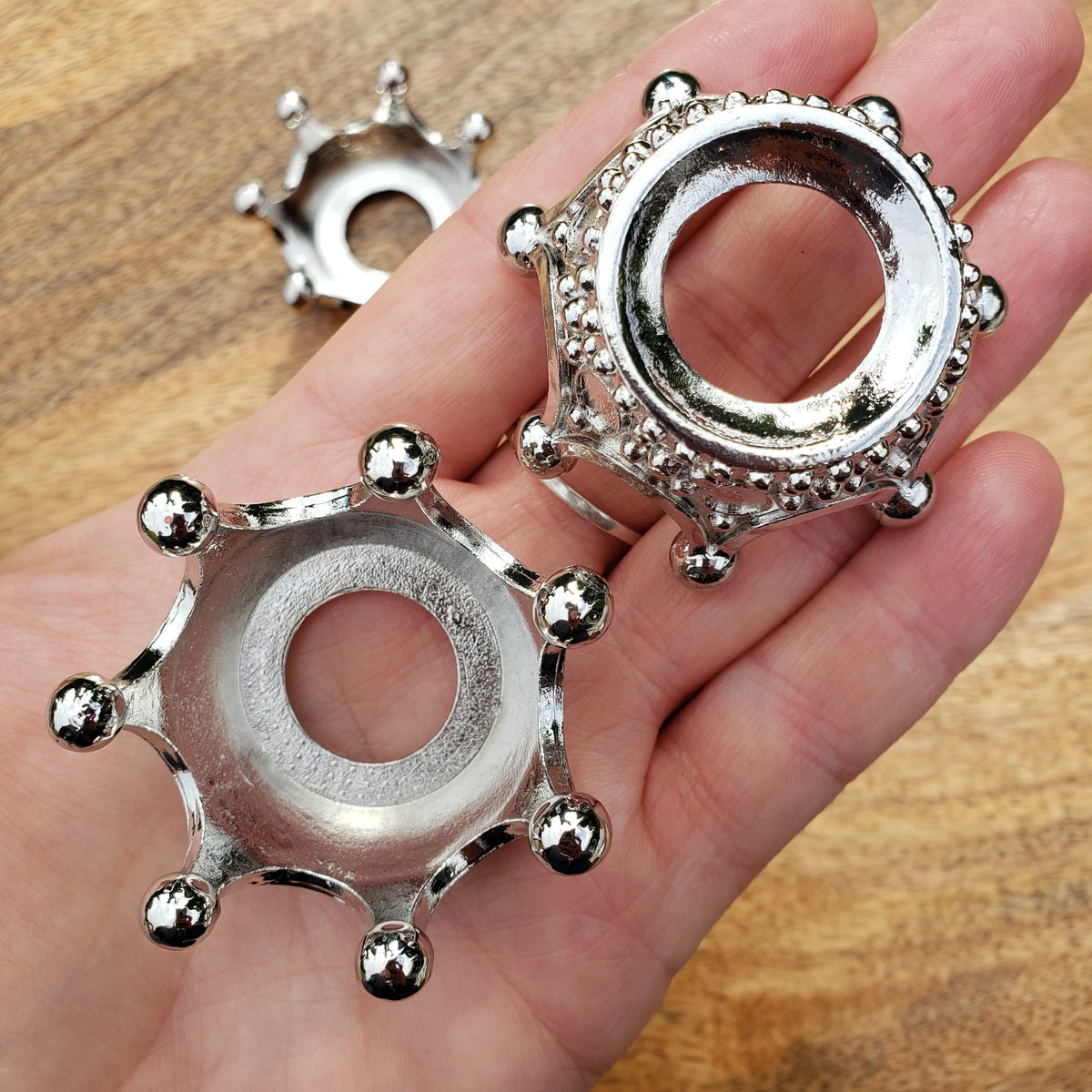 Silver Crown Sphere Stand - Will Hold Any 2" to 3" Sphere - Stand ONLY - Crystal Ball Stand Holder Display