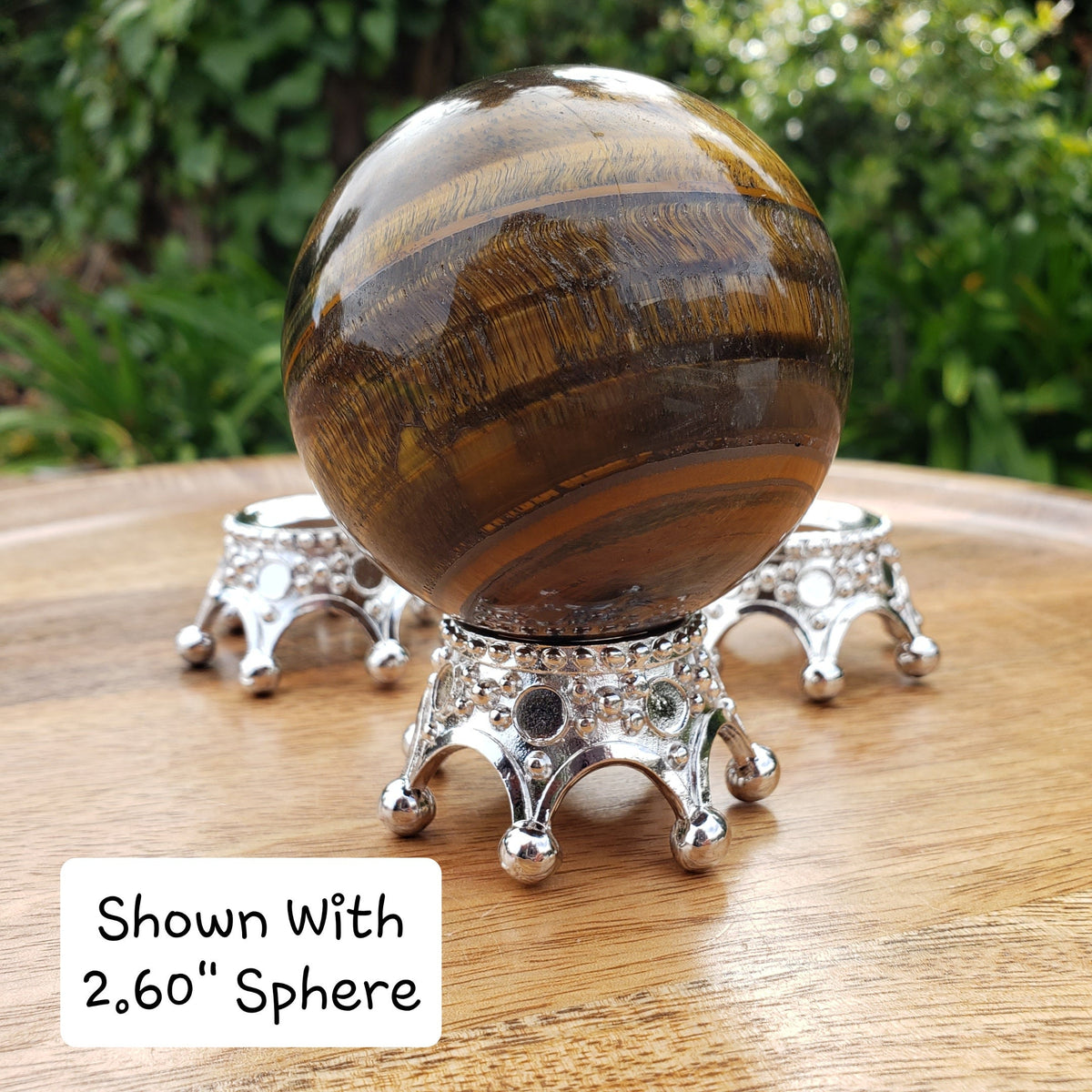 Silver Crown Sphere Stand - Will Hold Any 2" to 3" Sphere - Stand ONLY - Crystal Ball Stand Holder Display