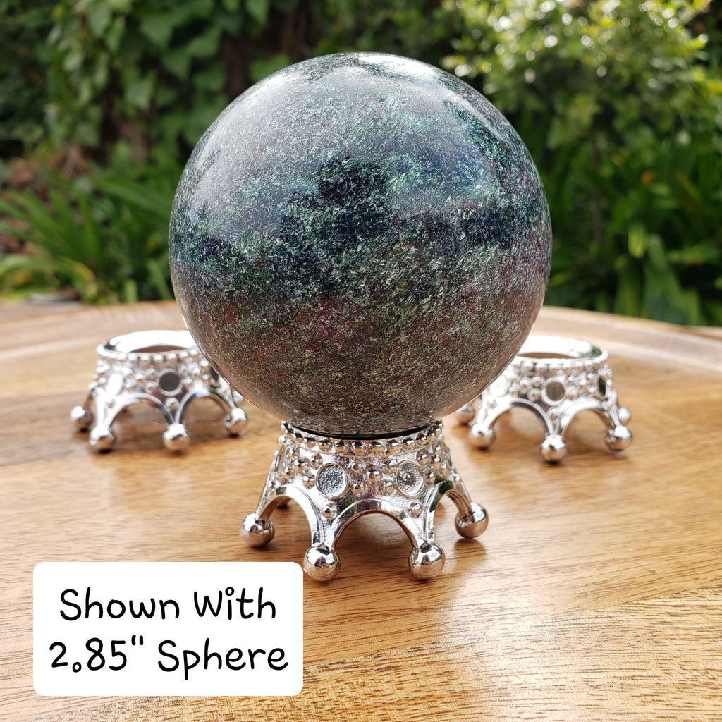 Silver Crown Sphere Stand - Will Hold Any 2" to 3" Sphere - Stand ONLY - Crystal Ball Stand Holder Display