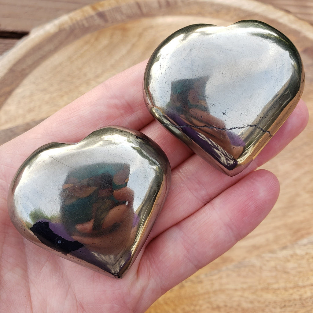 Puffy Pyrite Heart - Manifestation, Protection, Grounding, Abundance - Gold Heart Crystal Healing Gemstone