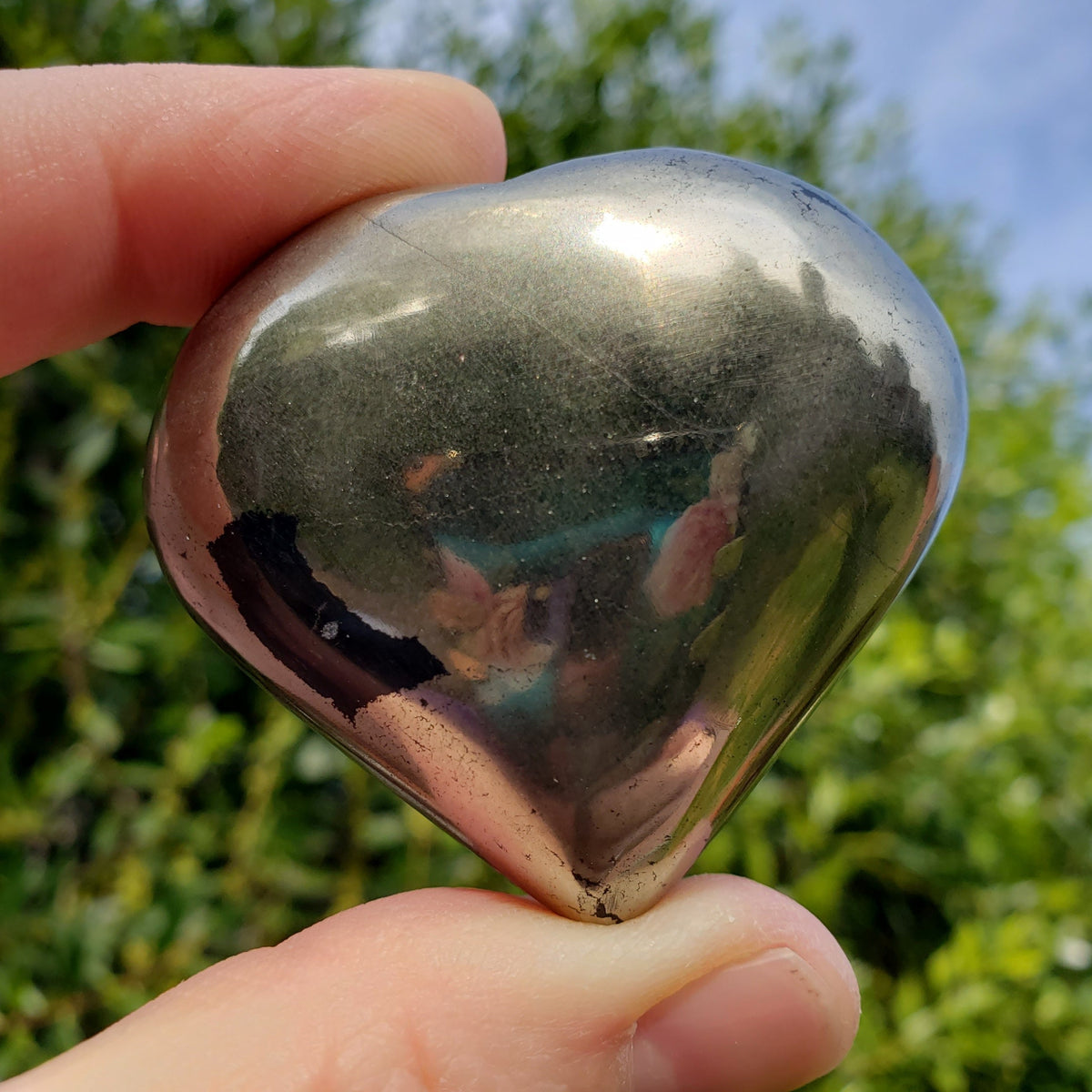 Puffy Pyrite Heart - Manifestation, Protection, Grounding, Abundance - Gold Heart Crystal Healing Gemstone