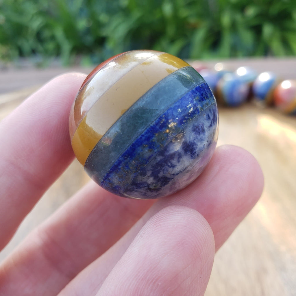 Small Chakra Sphere - Grounding, Manifestation, Self Reflection, Prosperity, Wisdom, Strength, Awareness - Chakra Crystal Ball Gemstone