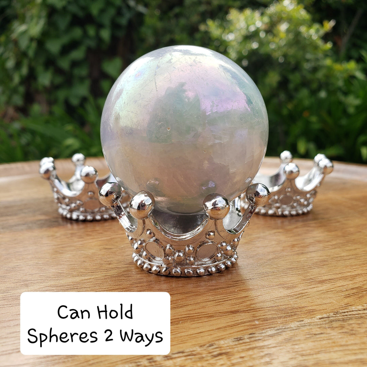 Silver Crown Sphere Stand - Will Hold Any 2" to 3" Sphere - Stand ONLY - Crystal Ball Stand Holder Display