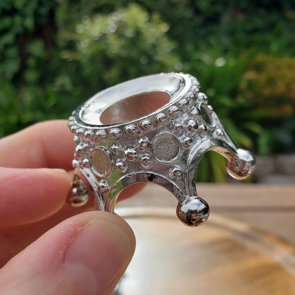 Silver Crown Sphere Stand - Will Hold Any 2" to 3" Sphere - Stand ONLY - Crystal Ball Stand Holder Display