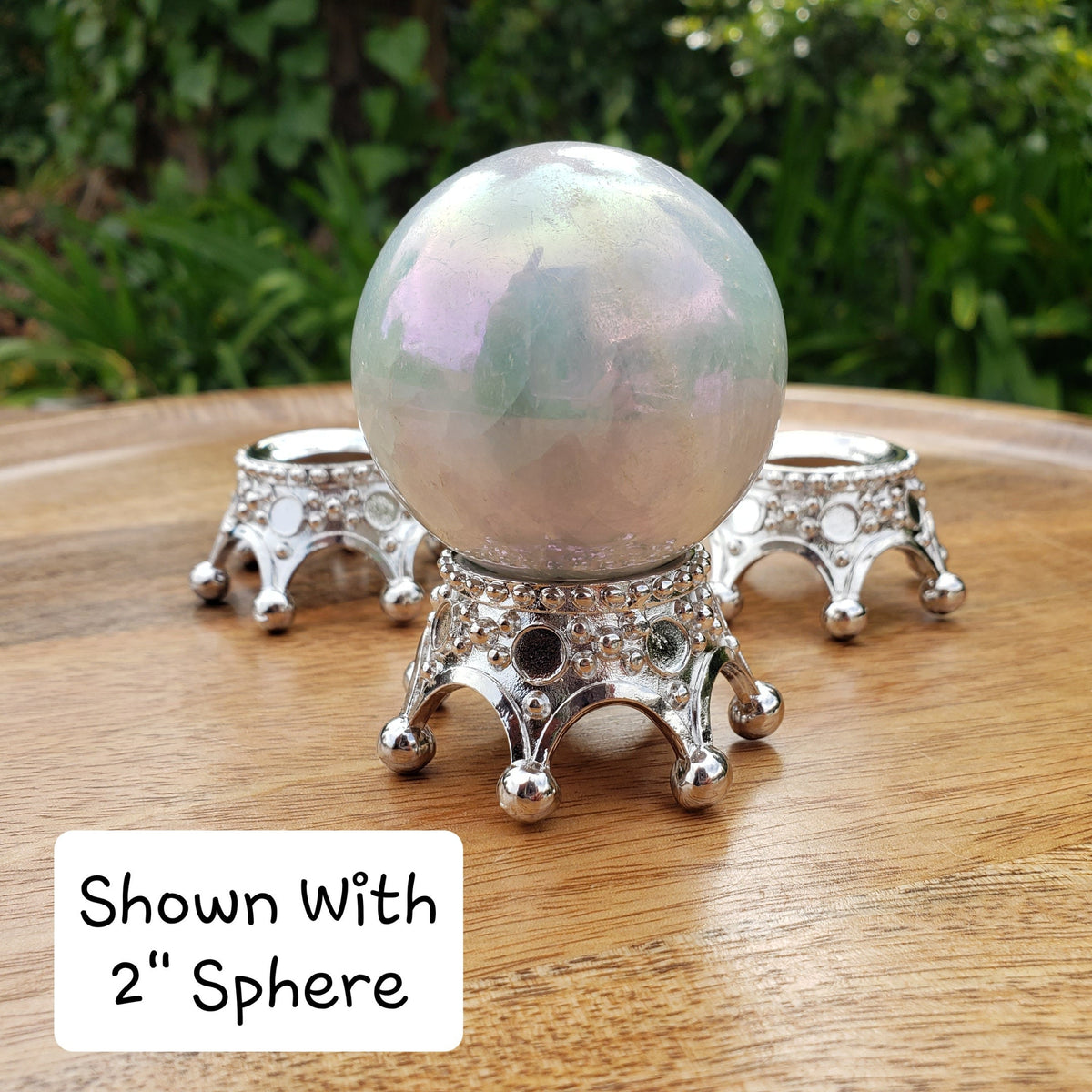 Silver Crown Sphere Stand - Will Hold Any 2" to 3" Sphere - Stand ONLY - Crystal Ball Stand Holder Display