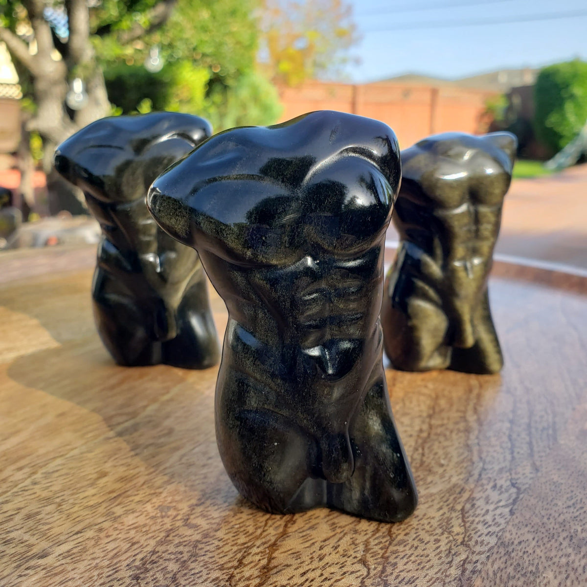 Gold Sheen Obsidian Male Model - Self Reflection, Release Negative Energies - Obsidian Man Carving  Replica Statue Figurine Healing Gem