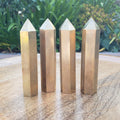 Gold Brass Tower (made of Copper & Zinc) - Purify, Blocks Negativity, Wealth, Emotional Healing - Stone Point Healing Obelisk 3.15" tall