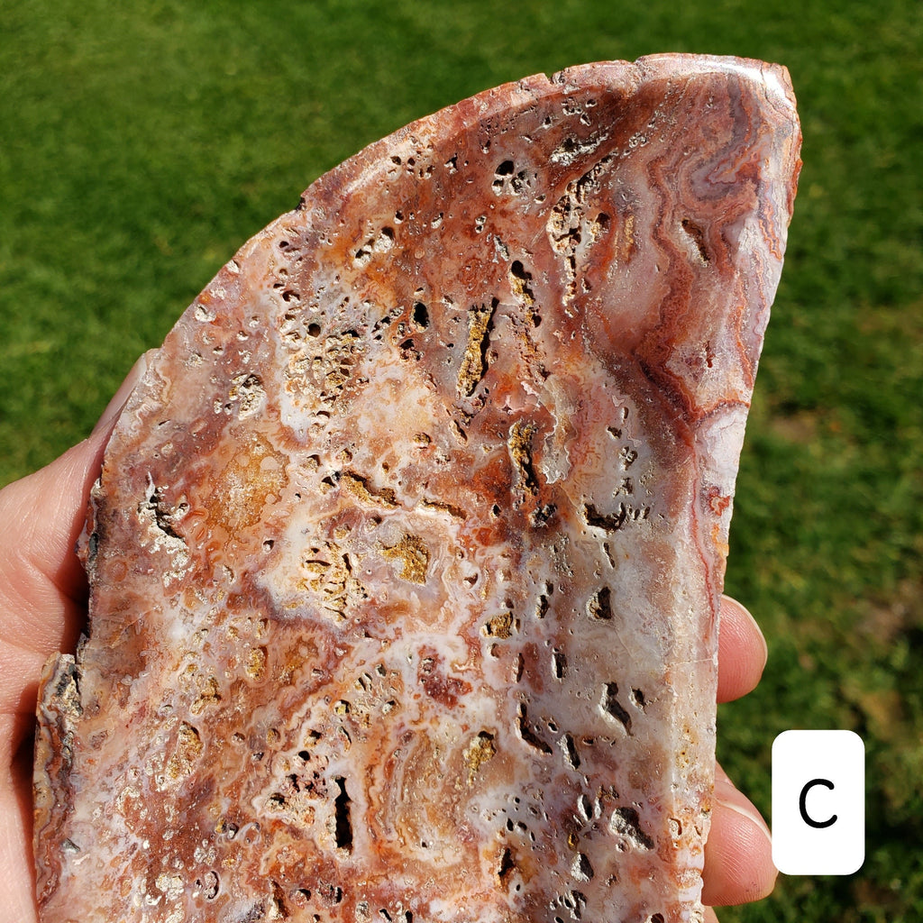 Pink Lace Agate Crescent Moon Tray- Balance Physical, Mental, Emotional - Agate Crystal Moon Display Tray for Trinkets Healing Decor