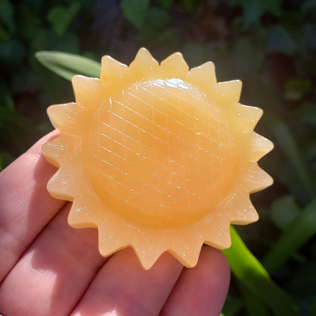 Orange Calcite Sunflower - Confidence, Self-Esteem, Creative & Sexual Energy, Power of the Sun - Calcite Crystal Sunflower Healing Gemstone