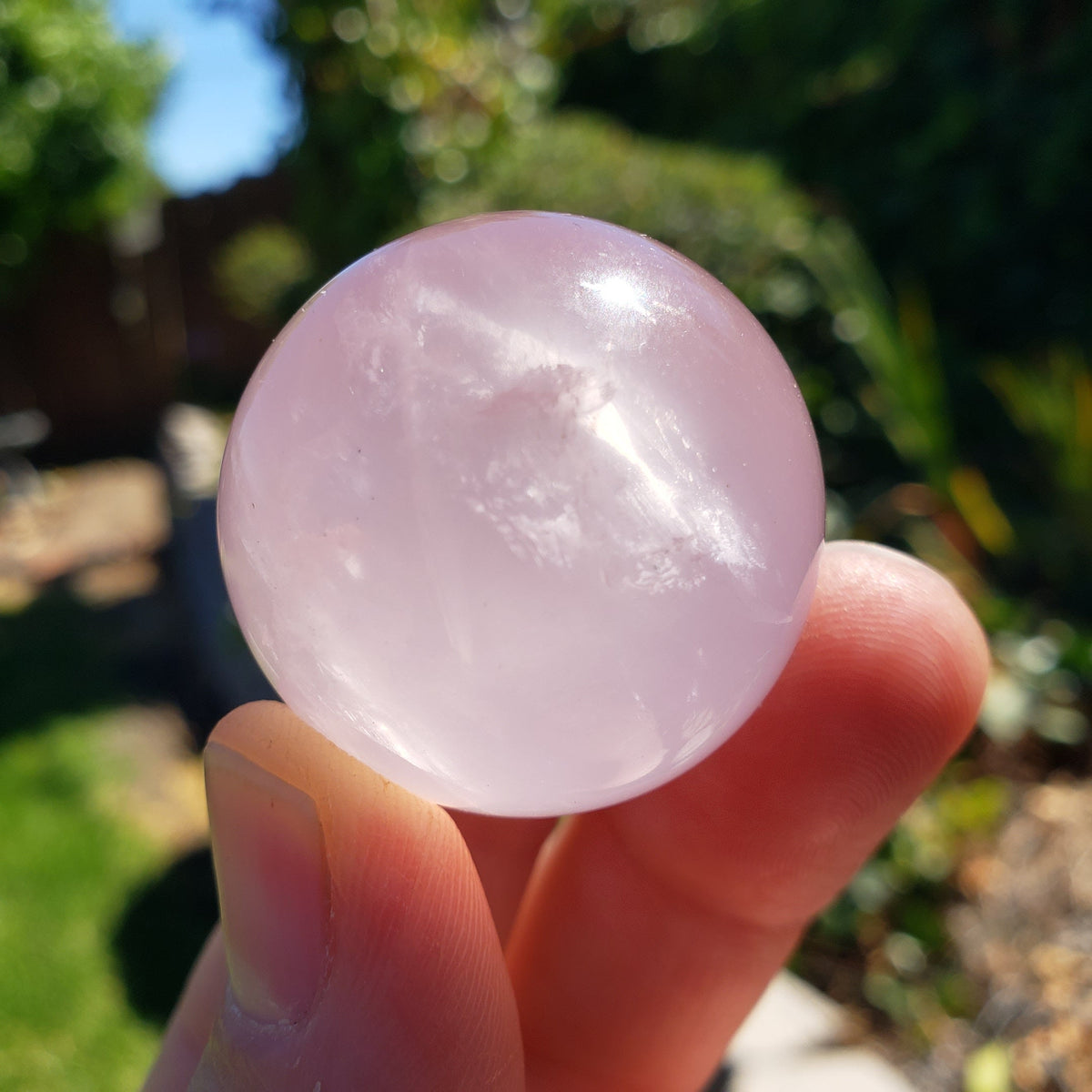 Small Starlight Rose Quartz Sphere - Unconditional Love, Compassion, Kindness, Self Love - Pink Crystal Ball Healing Crystals Gemstones