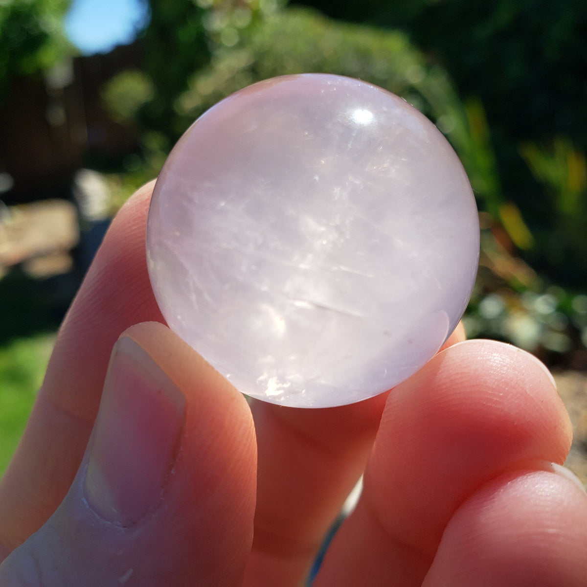 Small Starlight Rose Quartz Sphere - Unconditional Love, Compassion, Kindness, Self Love - Pink Crystal Ball Healing Crystals Gemstones