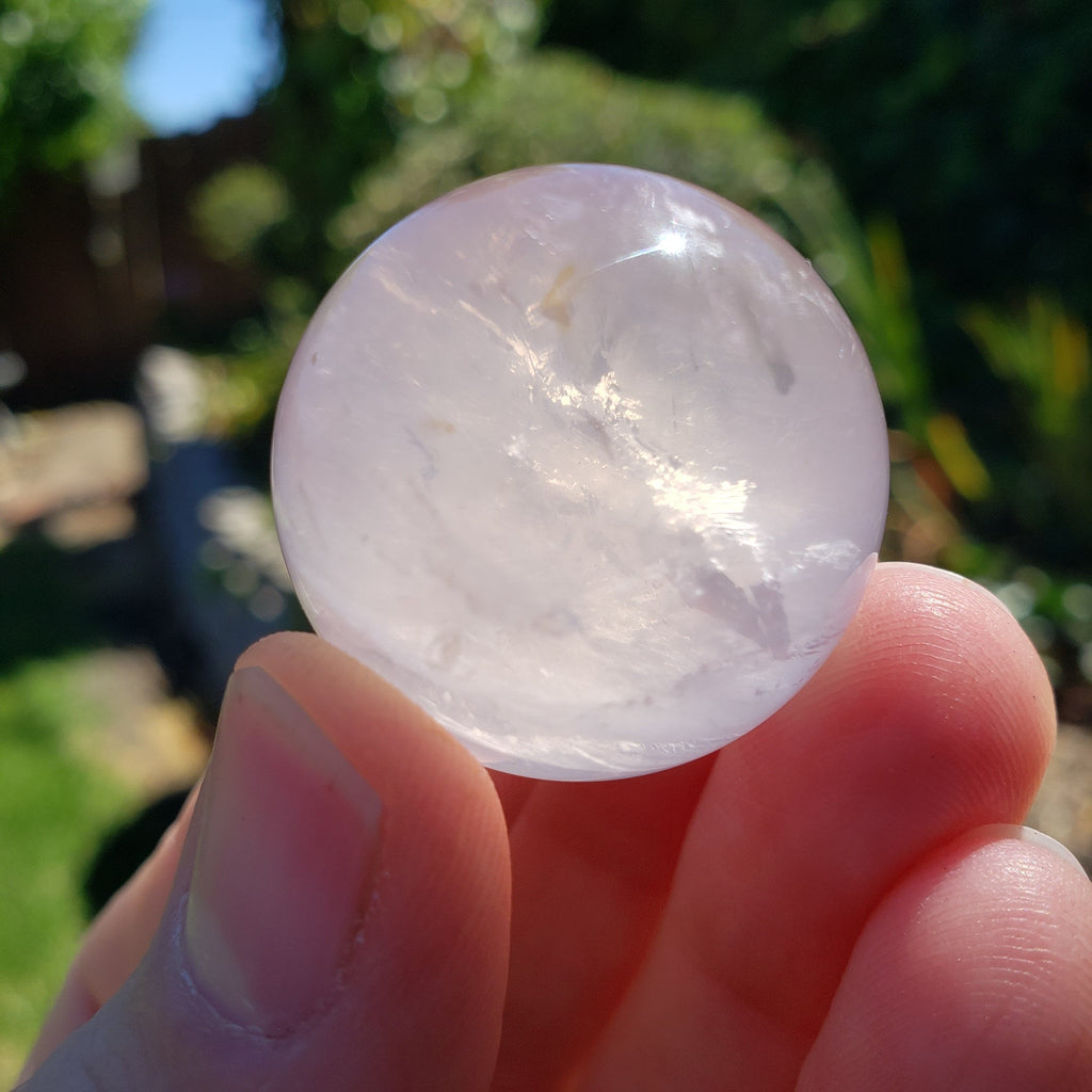 Small Starlight Rose Quartz Sphere - Unconditional Love, Compassion, Kindness, Self Love - Pink Crystal Ball Healing Crystals Gemstones