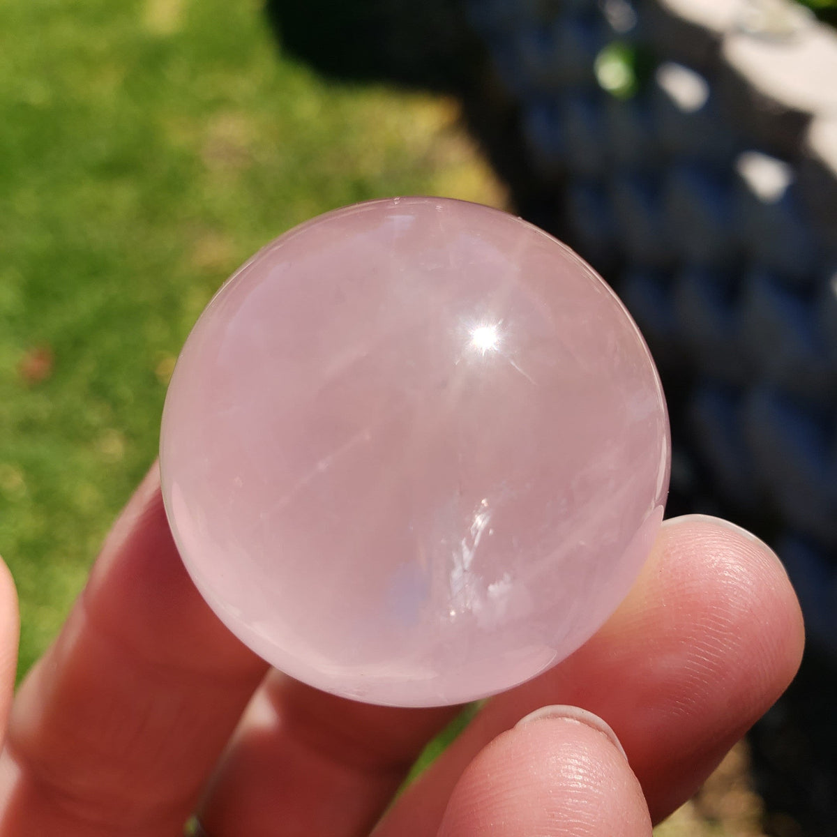 Small Starlight Rose Quartz Sphere - Unconditional Love, Compassion, Kindness, Self Love - Pink Crystal Ball Healing Crystals Gemstones