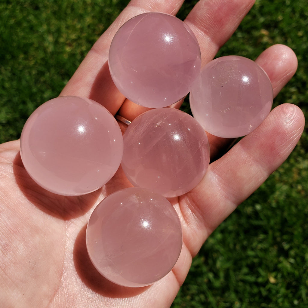 Small Starlight Rose Quartz Sphere - Unconditional Love, Compassion, Kindness, Self Love - Pink Crystal Ball Healing Crystals Gemstones