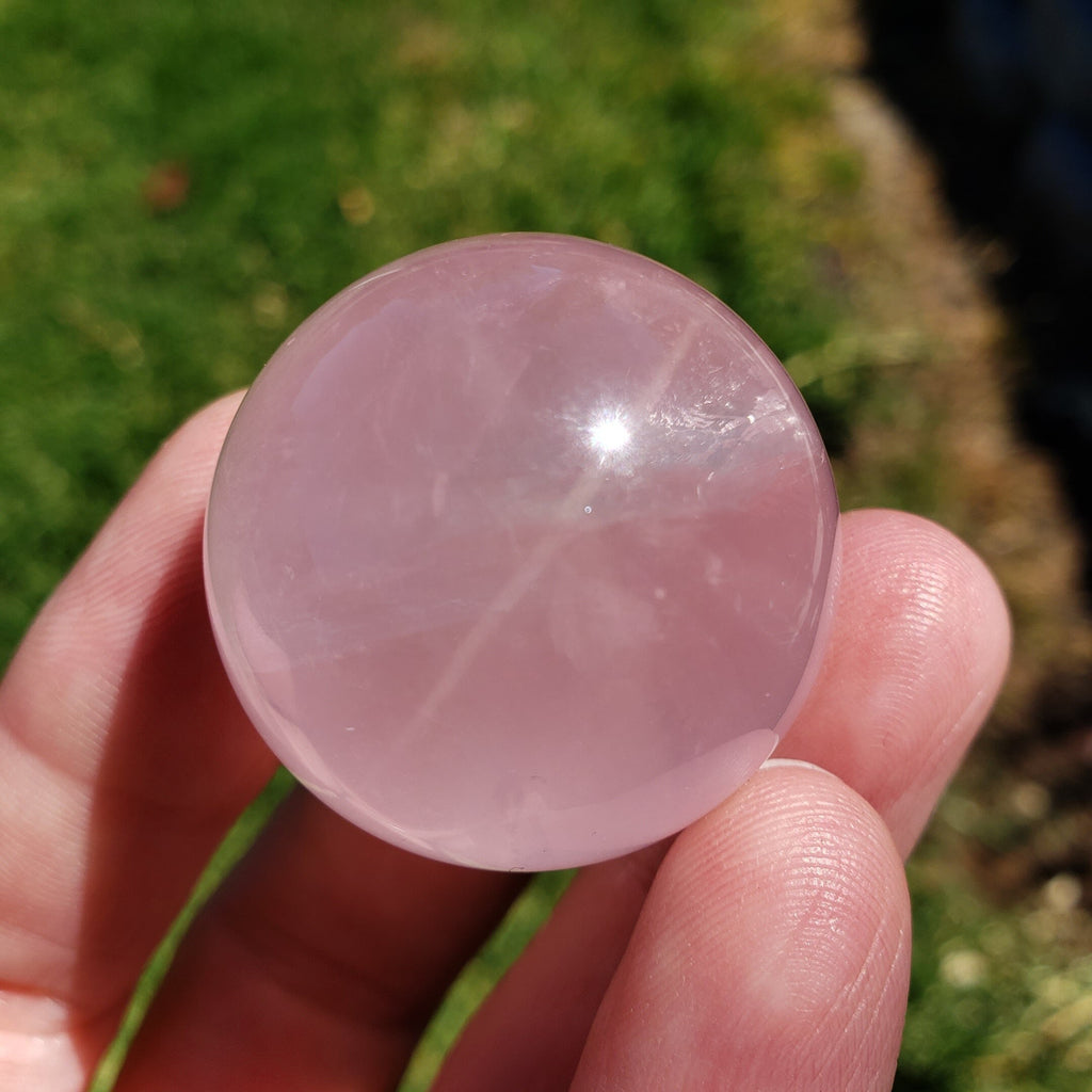 Small Starlight Rose Quartz Sphere - Unconditional Love, Compassion, Kindness, Self Love - Pink Crystal Ball Healing Crystals Gemstones