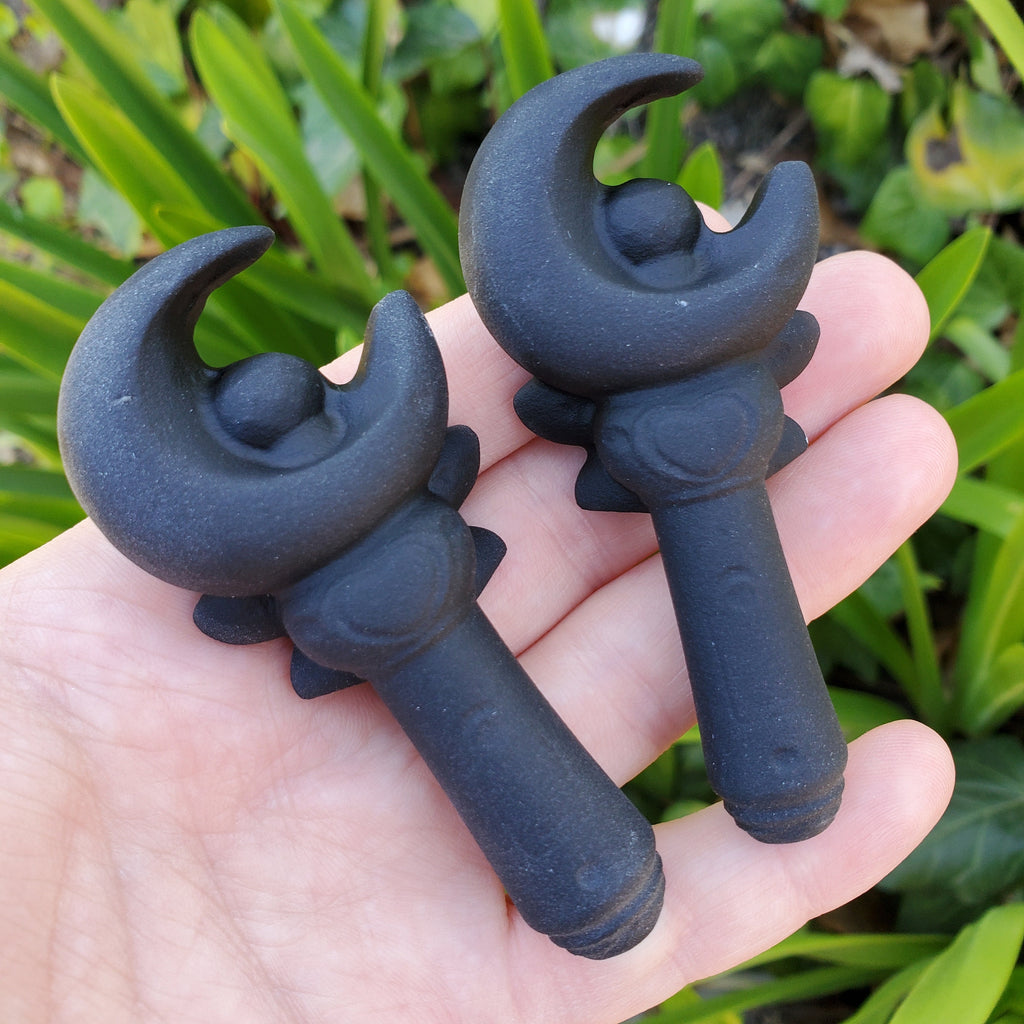 Obsidian Fairy Wand - Self Reflection, Release Negative Energies - 3.25" Obsidian Black Wand Healing Crystals Gemstones