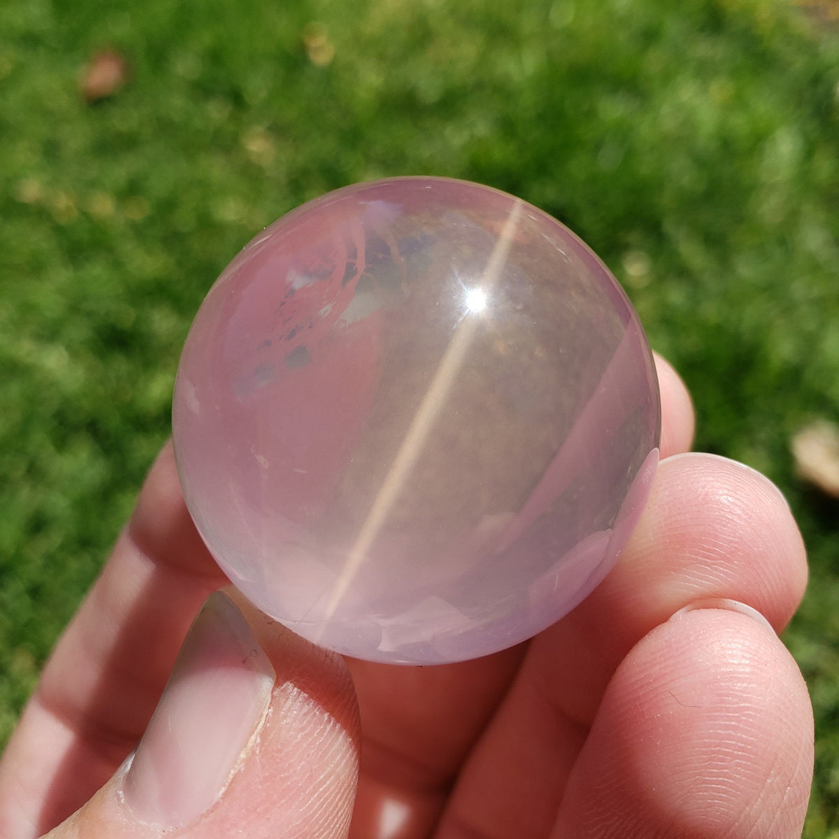 Small Starlight Rose Quartz Sphere - Unconditional Love, Compassion, Kindness, Self Love - Pink Crystal Ball Healing Crystals Gemstones