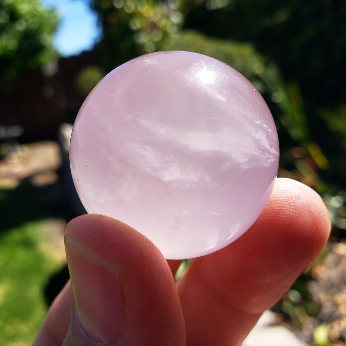 Small Starlight Rose Quartz Sphere - Unconditional Love, Compassion, Kindness, Self Love - Pink Crystal Ball Healing Crystals Gemstones