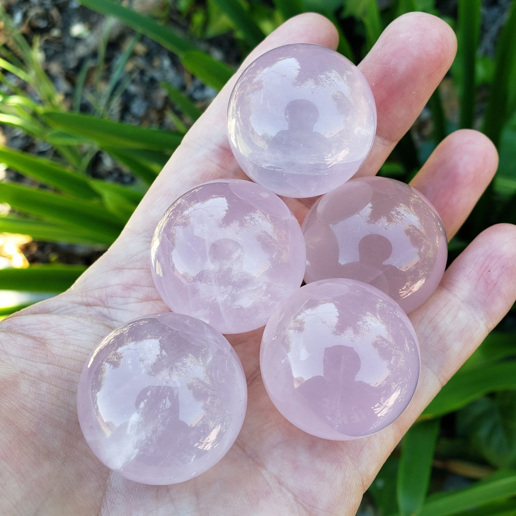Small Starlight Rose Quartz Sphere - Unconditional Love, Compassion, Kindness, Self Love - Pink Crystal Ball Healing Crystals Gemstones