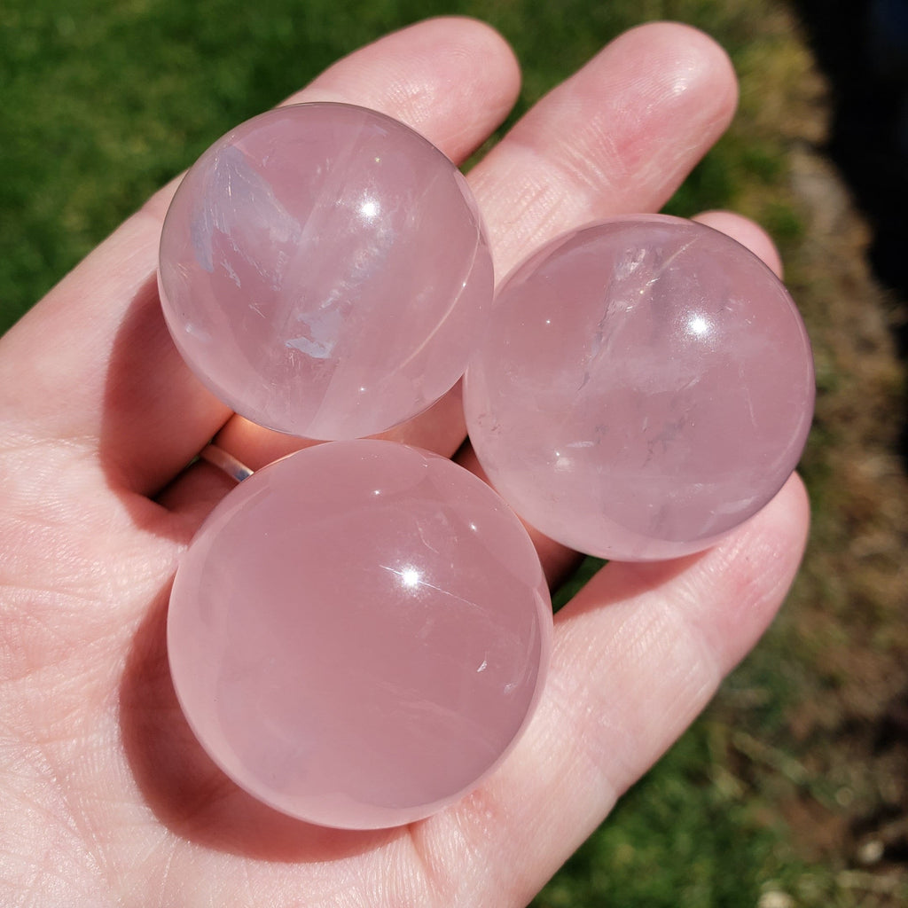 Small Starlight Rose Quartz Sphere - Unconditional Love, Compassion, Kindness, Self Love - Pink Crystal Ball Healing Crystals Gemstones