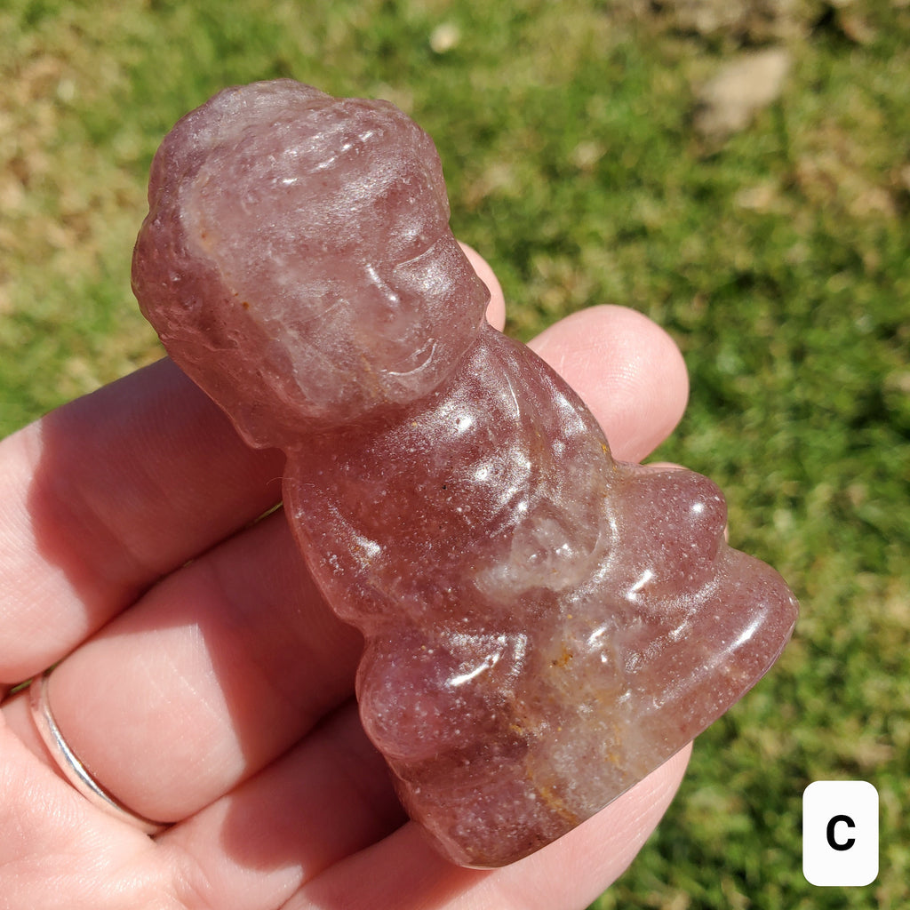 Strawberry Quartz Buddha - Love, Gratitude, Generosity - Quartz Strawberry Carved Buddha Stone Healing Gemstone