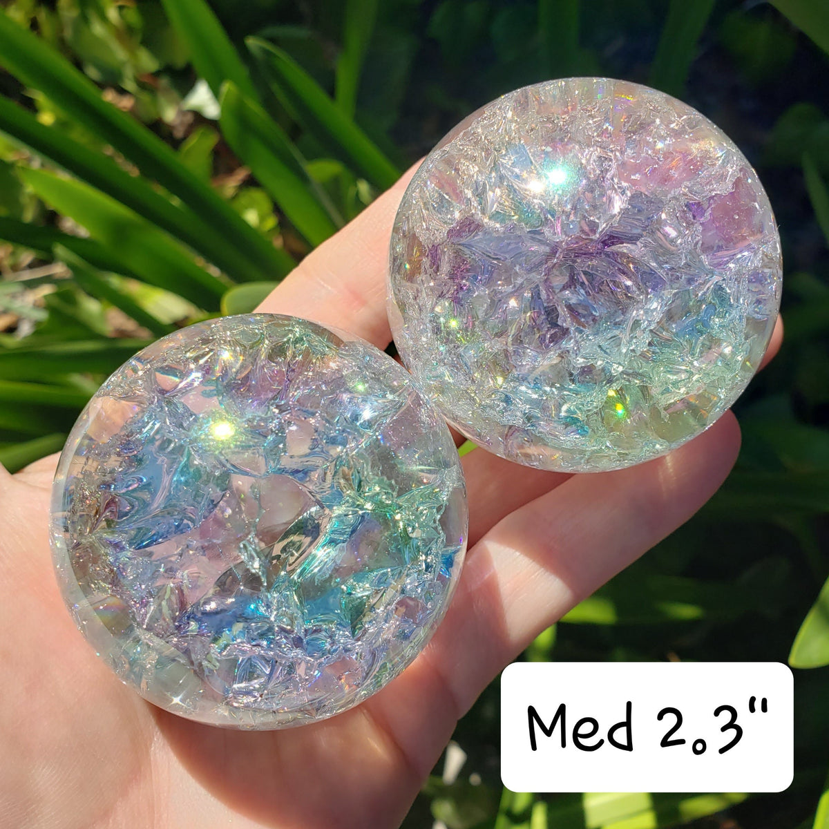 Aura Crackle Glass Accent Lamp - Beautiful Light Reflecting One of a Kind Crystal Ball - 1.9" to 3.1" Crystal Glass Ball Home Decor Mood