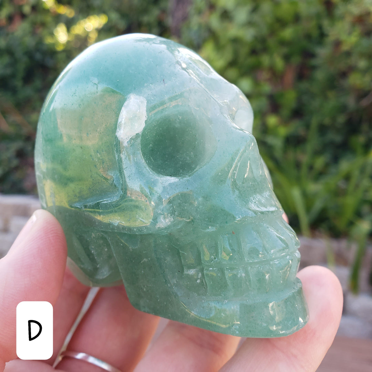 Green Aventurine Skull - Manifestation, Prosperity, Wealth - Green Strawberry Quartz Crystal Skull Healing Gemstones