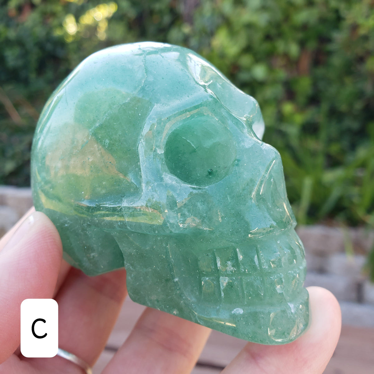 Green Aventurine Skull - Manifestation, Prosperity, Wealth - Green Strawberry Quartz Crystal Skull Healing Gemstones