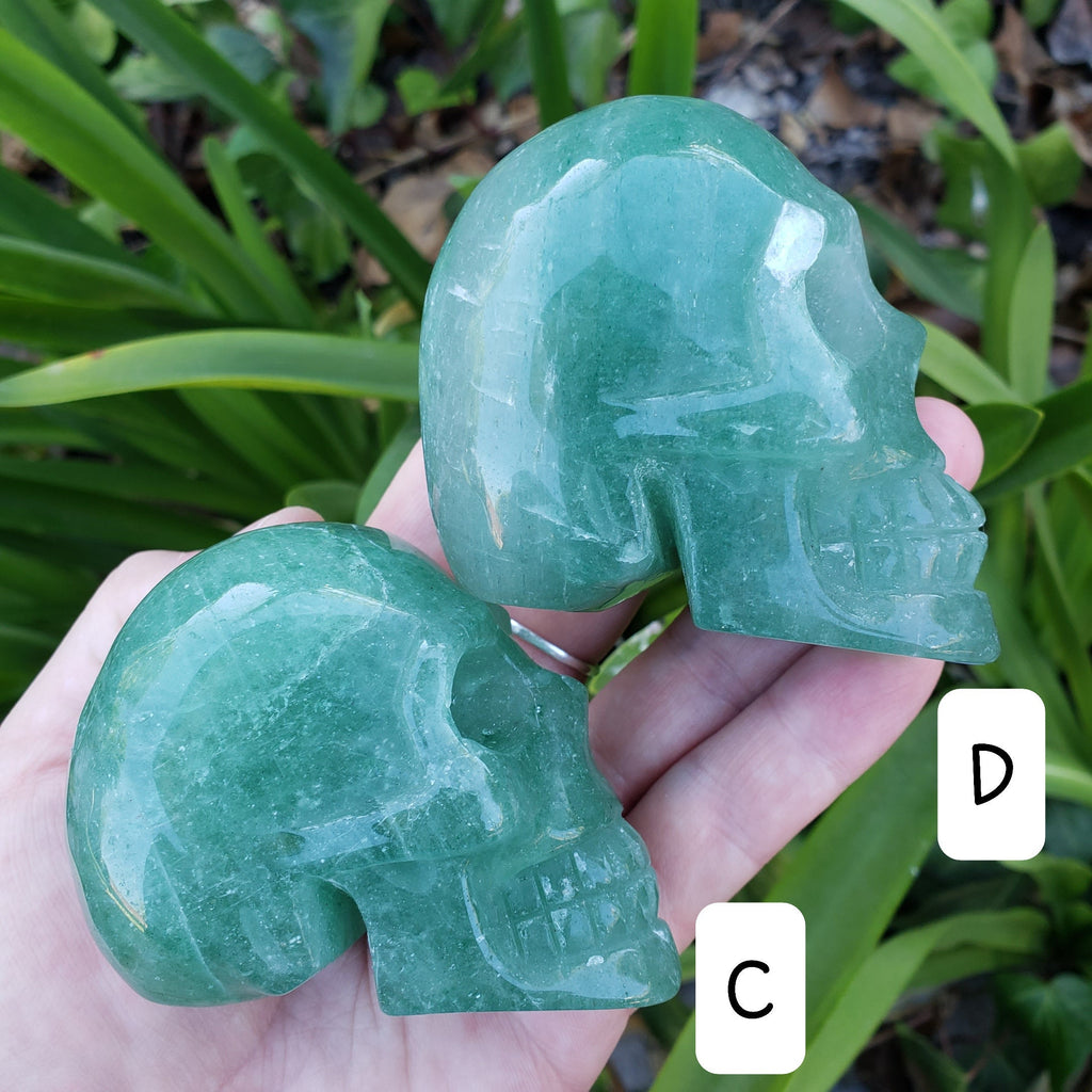 Green Aventurine Skull - Manifestation, Prosperity, Wealth - Green Strawberry Quartz Crystal Skull Healing Gemstones