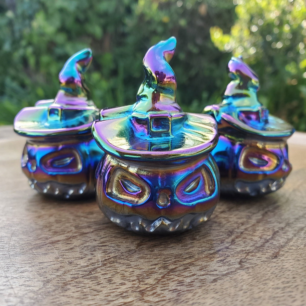 Aura Obsidian Pumpkin with Witch Hat - Self Reflection, Release Negative Energies - Aura Pumpkin Carving Healing Crystals Halloween