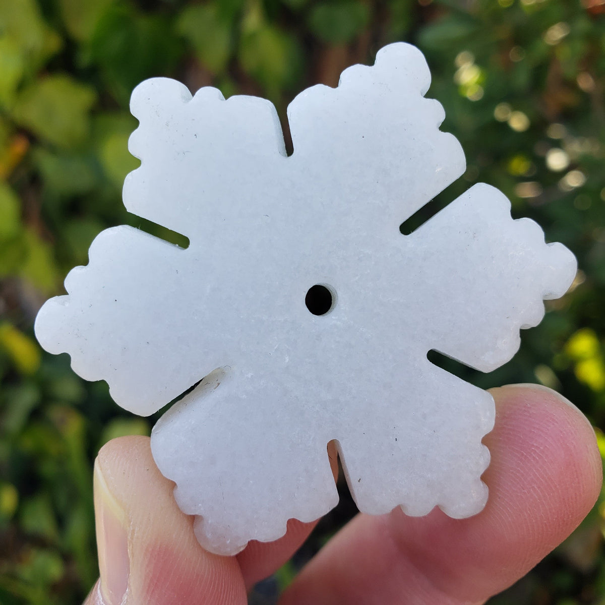 White Jade Snowflake - Peaceful, Calm, Love Energy - 2" White Snowflake Crystal Healing Holiday Gemstones
