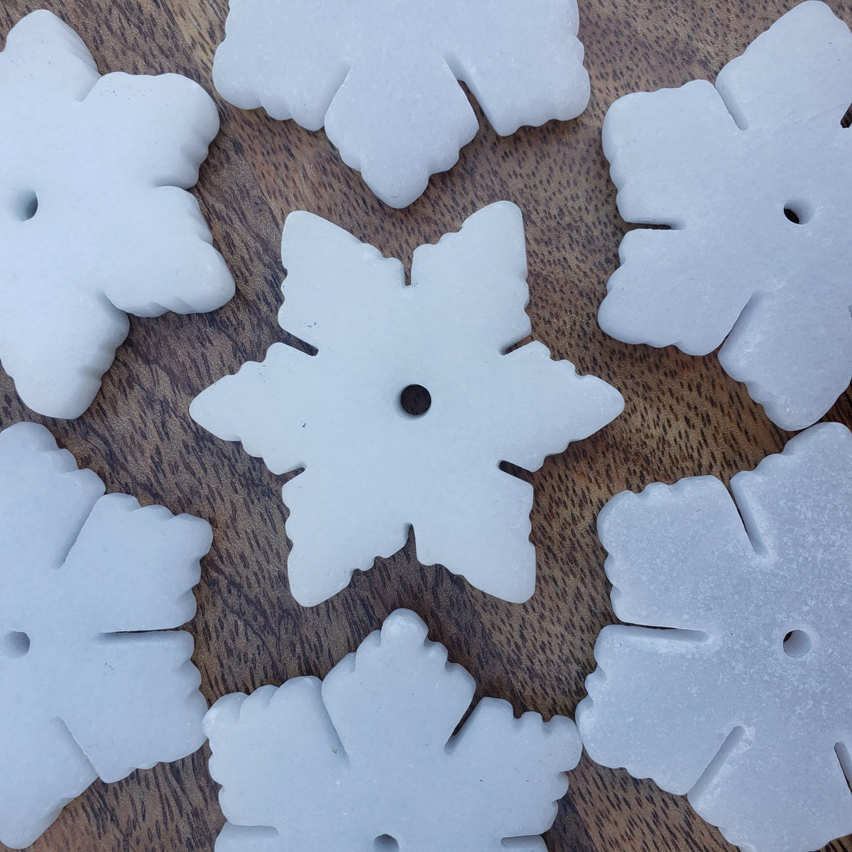 White Jade Snowflake - Peaceful, Calm, Love Energy - 2" White Snowflake Crystal Healing Holiday Gemstones