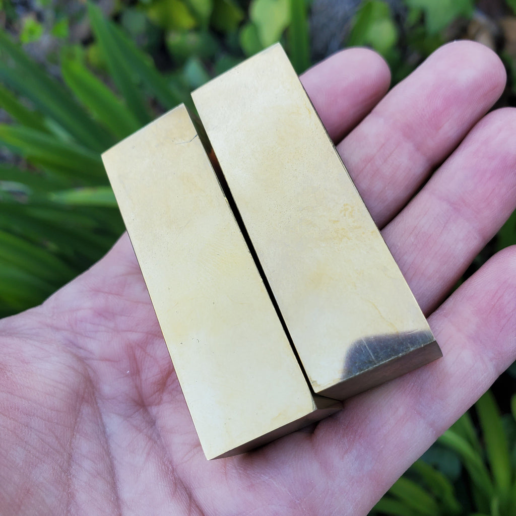 Golden Brass Bar (made of Copper & Zinc) - Purify, Blocks Negativity, Wealth, Emotional Healing - Heavy Gold Bar Gemstone 2.40" by 0.80"