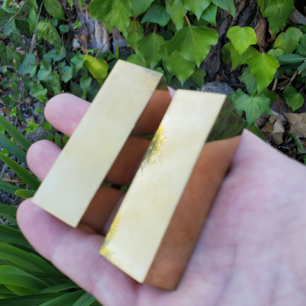 Golden Brass Bar (made of Copper & Zinc) - Purify, Blocks Negativity, Wealth, Emotional Healing - Heavy Gold Bar Gemstone 2.40" by 0.80"