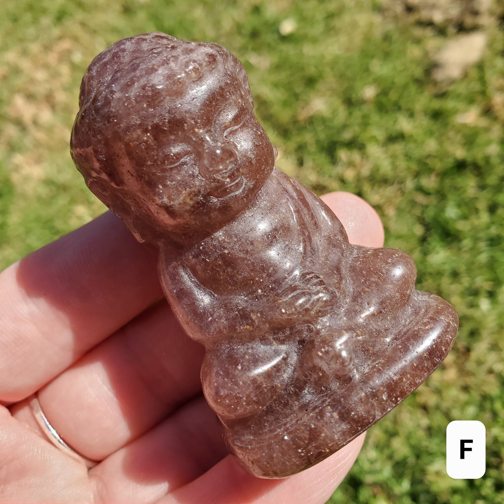 Strawberry Quartz Buddha - Love, Gratitude, Generosity - Quartz Strawberry Carved Buddha Stone Healing Gemstone