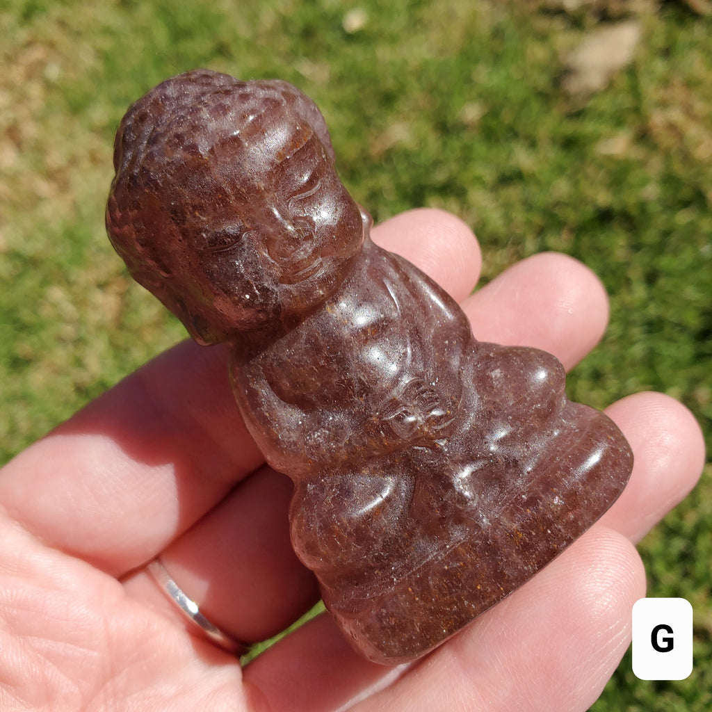 Strawberry Quartz Buddha - Love, Gratitude, Generosity - Quartz Strawberry Carved Buddha Stone Healing Gemstone