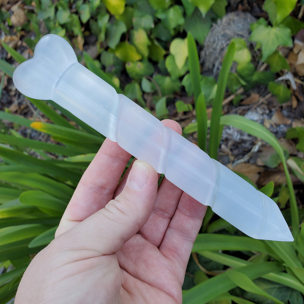 Heart Selenite Wand - Tranquility, Blessings, Love & Light - Satin Spar Selenite Magic Wand Healing Stone Crystals