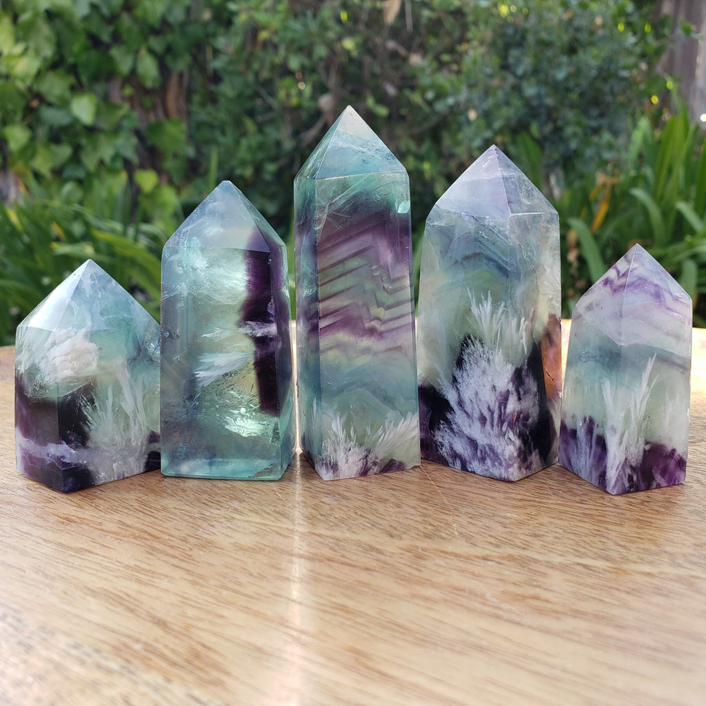 Rainbow Fluorite Towers - Stability, Concentration, Protection - Feather Fluorite Healing Balancing Crystals Gemstones