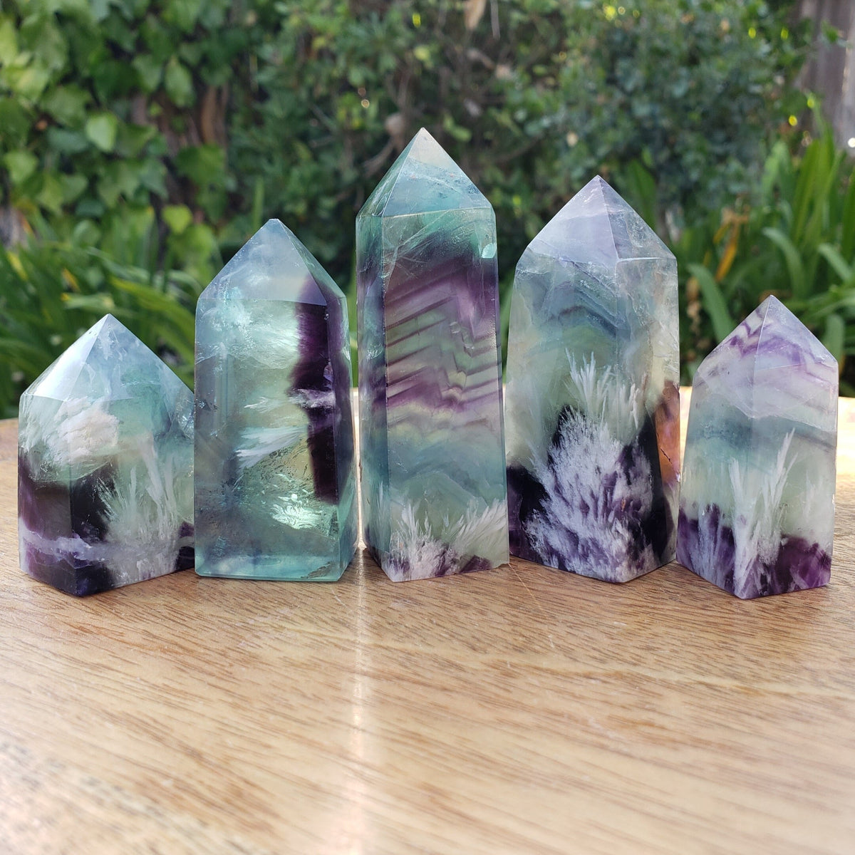 Rainbow Fluorite Towers - Stability, Concentration, Protection - Feather Fluorite Healing Balancing Crystals Gemstones