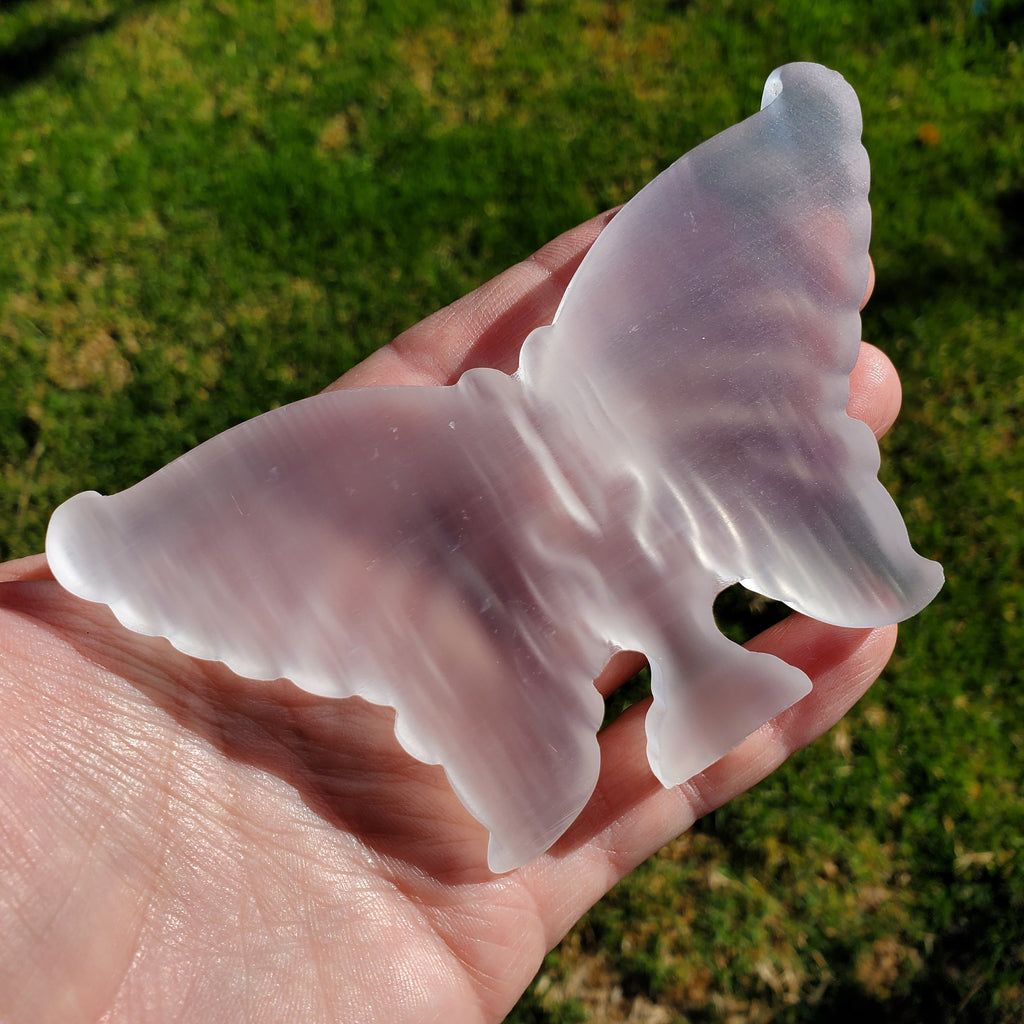 Standing Selenite Butterfly - Tranquility, Blessings, Love & Light - 4.6" Satin Spar Butterfly Display Healing Stone Crystal