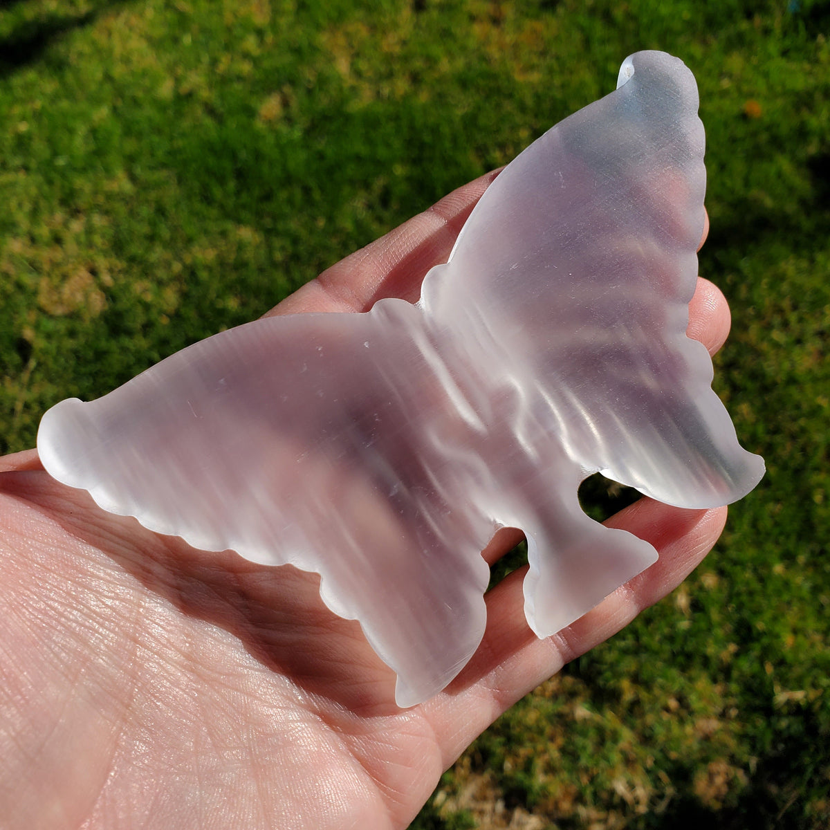 Standing Selenite Butterfly - Tranquility, Blessings, Love & Light - 4.6" Satin Spar Butterfly Display Healing Stone Crystal