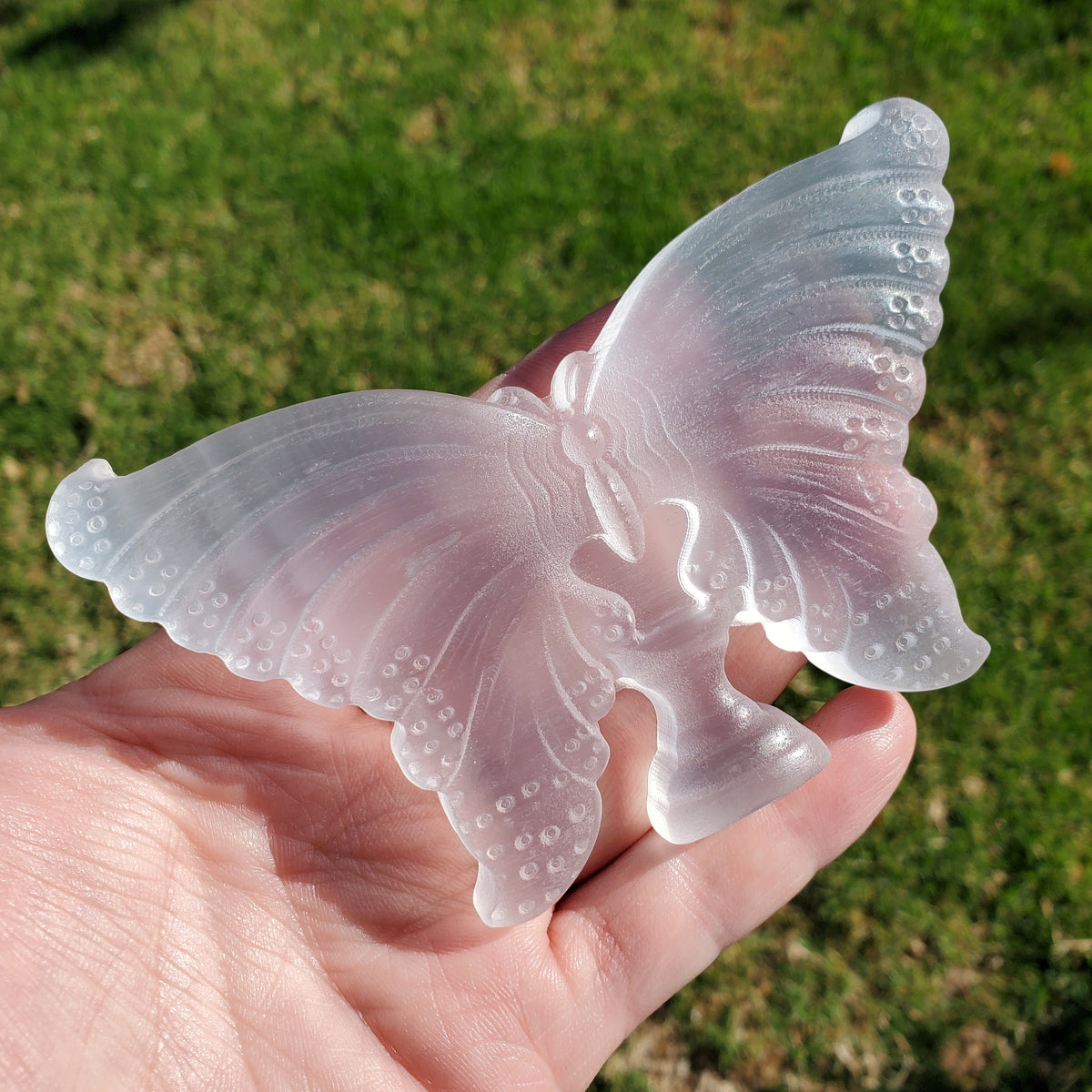 Standing Selenite Butterfly - Tranquility, Blessings, Love & Light - 4.6" Satin Spar Butterfly Display Healing Stone Crystal
